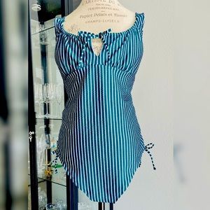 Sweet green-striped one piece swimsuit, never worn